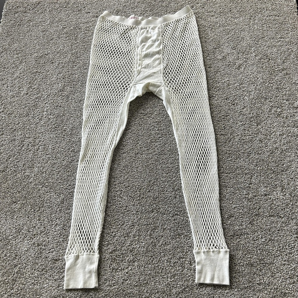 Vintage Scandinavian Knitters Long Johns Womens Large White Mesh Pants